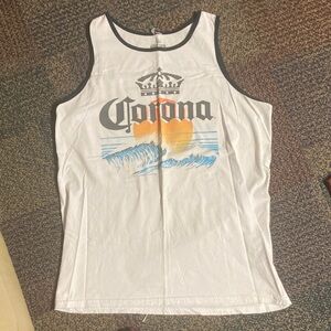 Corona White Tank with Sunset Graphic